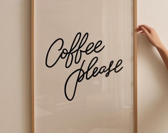 coffee wall art, coffee bar print, coffee poster, coffee lover gift, kitchen print, Minimalist Wall Art, Kitchen wall decor, Caffeine Print