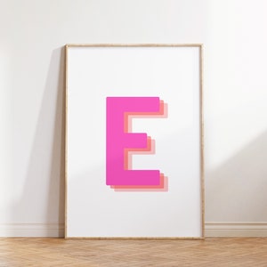 Impresión de letras 3D personalizada, regalo para un amigo, impresión del alfabeto personalizado, impresión de iniciales coloridas, póster inicial personalizado, letras rosas