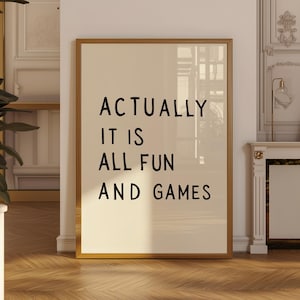 É tudo diversão e jogos! Impressão, Arte de Parede Retrô, Impressão Moderna, Pôster Retrô, Impressão Digital, Pôster Preto, Decoração para Dormitório, Arte Tipográfica para Imprimir