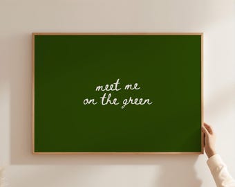 Meet Me On The Green Print, Golf Poster, Minimalist Sports Wall Art, Digital Download, Horizontal