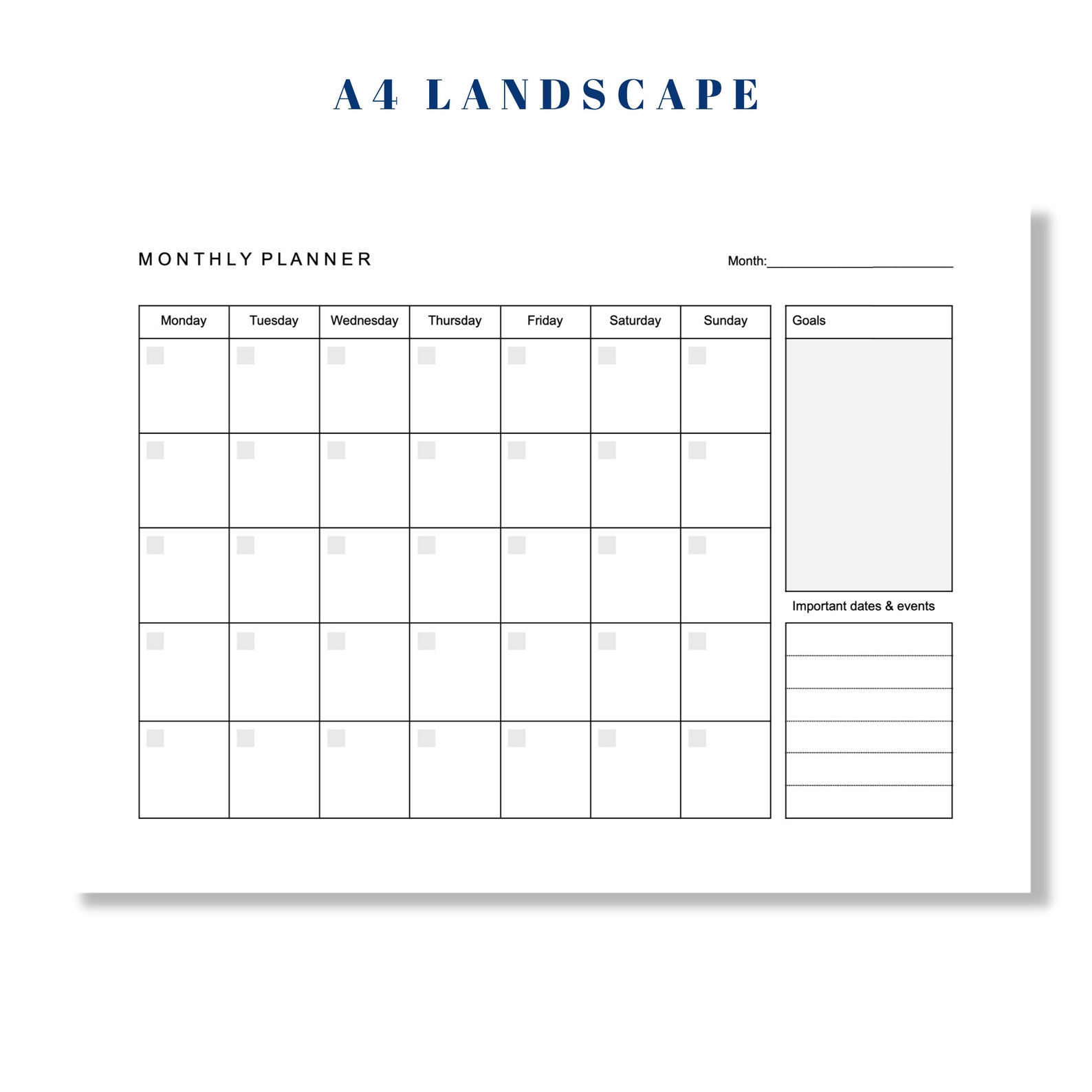 Printable Monthly Planner Landscape Monthly Planner | Etsy