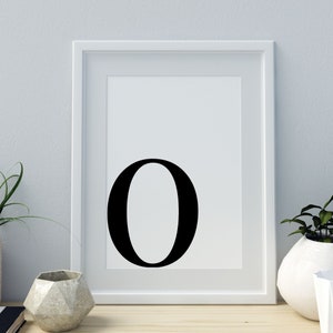 Letter O Print, Minimalist Letter Art, Monogram Letter print, Initial alphabet print, baby letter art,digital download, Wall art, Home Decor