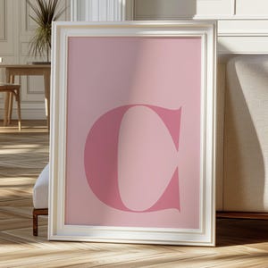 Retro Letter C Wall Art, Monogram Letter Art, pink wall art print, Initial alphabet C poster, pink letter art, digital download, Wall decor