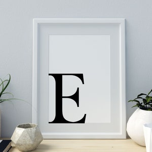 Letter E Print, Minimalist Letter Art, Monogram Letter print, Initial alphabet print, baby letter art,digital download, Wall art, Home Decor