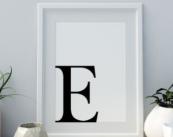 Letter E Print, Minimalist Letter Art, Monogram Letter print, Initial alphabet print, baby letter art,digital download, Wall art, Home Decor