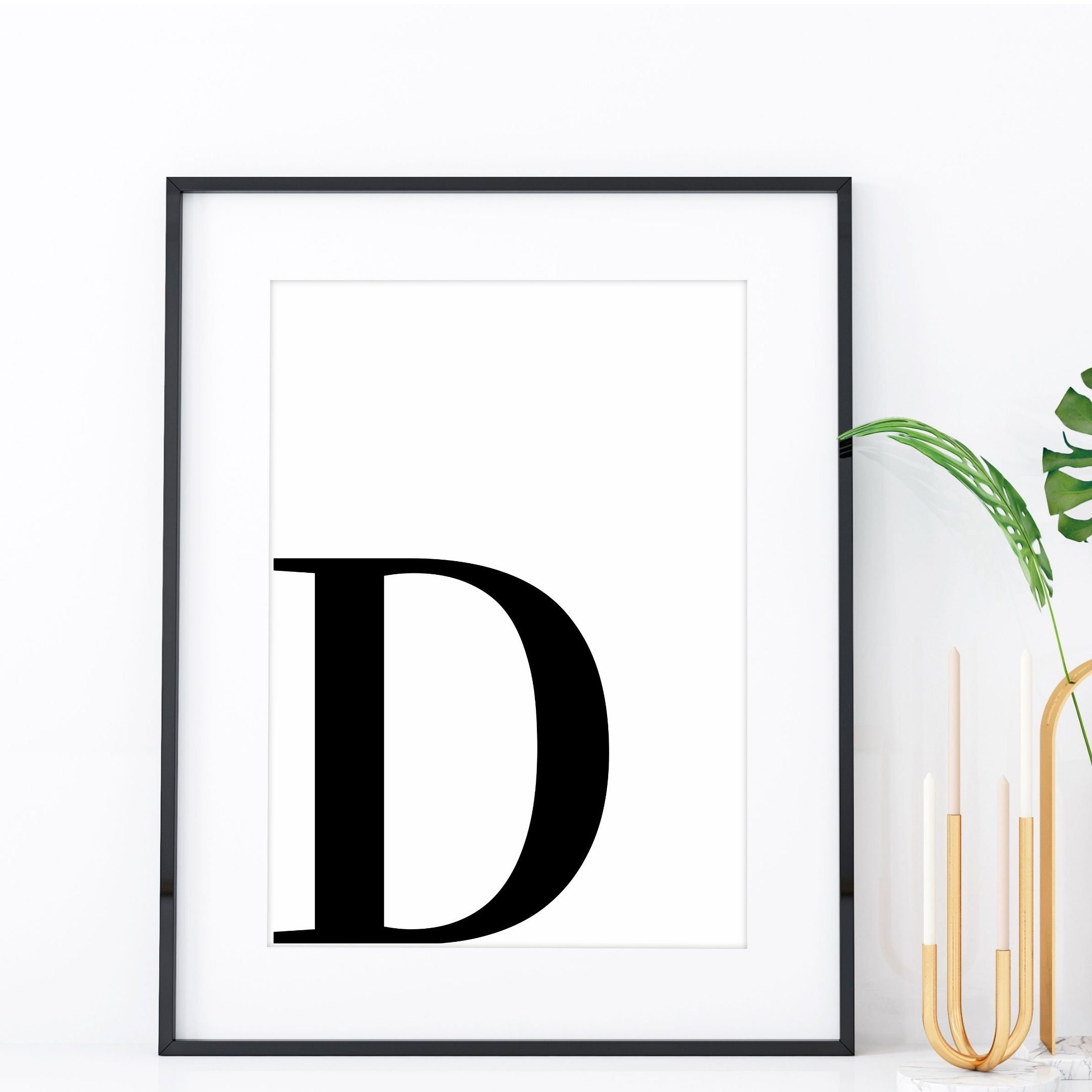 Letter D Print, Minimalist Letter Art, Monogram Letter Print, Initial ...