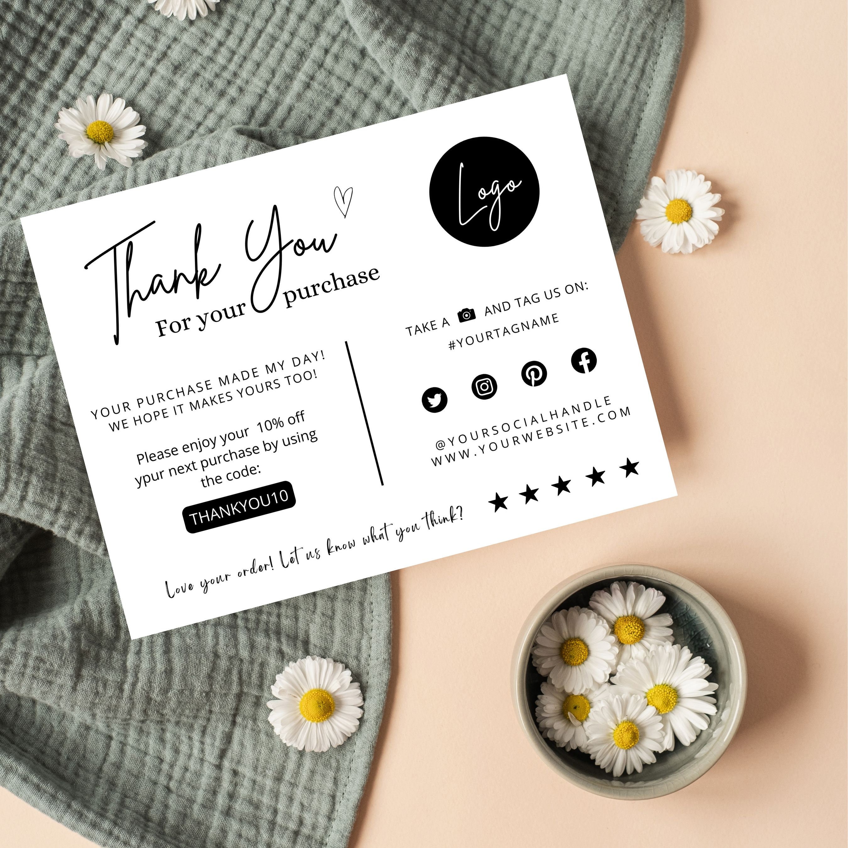 Small Business Thank You Card Template Neutral Printable Thanks for