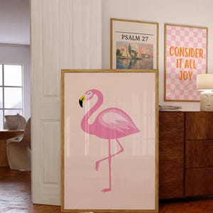 Arte mural de flamencos, Impresión de flamenco rosa, Impresión de arte mural, Póster rosa, Impresión de moda, Arte mural moderno, Impresión de aves, Decoración de dormitorio, Arte mural para dormitorio