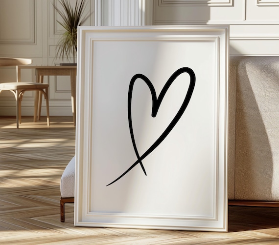 Heart Wall Print, Minimalist Print, Trendy Poster, Heart Printable Art Poster, Wall Decor, Heart Print, Aesthetic Wall Print, Wall Art Print