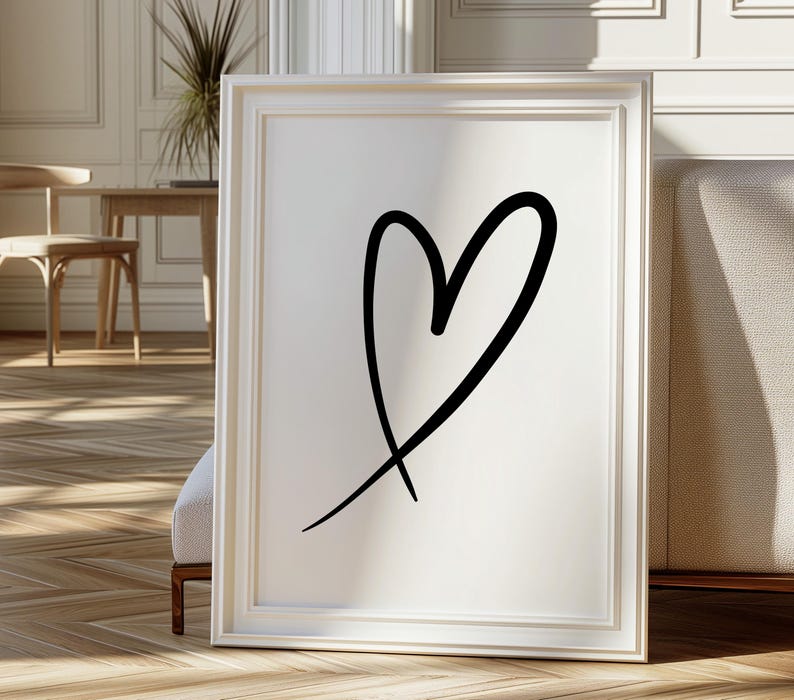 Heart Wall Print, Minimalist Print, Trendy Poster, Heart Printable Art Poster, Wall Decor, Heart Print, Aesthetic Wall Print, Wall Art Print