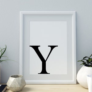 Letter Y Print, Minimalist Letter Art, Monogram Letter print, Initial alphabet print, baby letter art,digital download, Wall art, Home Decor