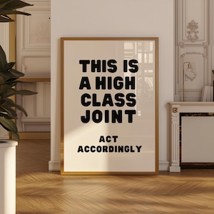 This is a high class joint Art Print, Preppy Apartment Art Poster, Trendy neutral Cool Apartment Art Dorm Decor cool living room art decor