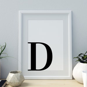 Letter D Print, Minimalist Letter Art, Monogram Letter print, Initial alphabet print, baby letter art,digital download, Wall art, Home Decor