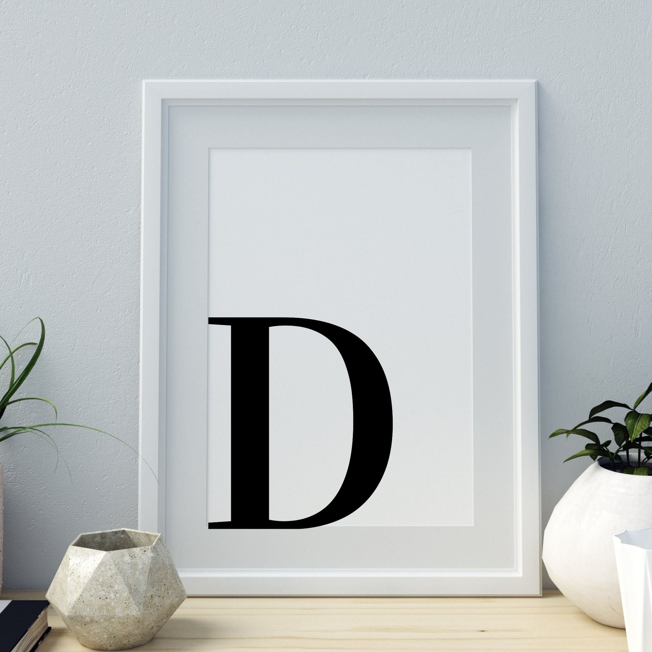 Letter D Print, Minimalist Letter Art, Monogram Letter Print, Initial ...