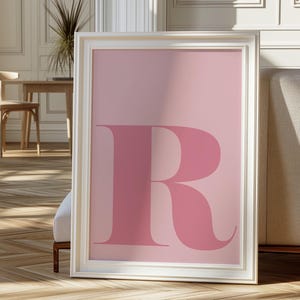 Letter R Poster, Pink Wall Art Print, Alphabet R Letter Art Print, Preppy Room Decor, Blush Pink Wall Art, Uppercase Name Initial R Wall Art