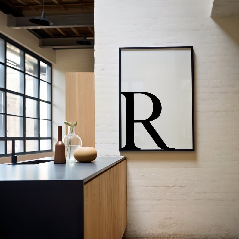 Letter R Print, Minimalist Letter Art, Monogram Letter Print, Initial ...