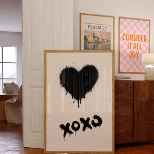 XOXO print, Trendy Wall Art, Valentines day print, Valentines day decor, Black and white XOXO print, printable wall art, Romantic wall art