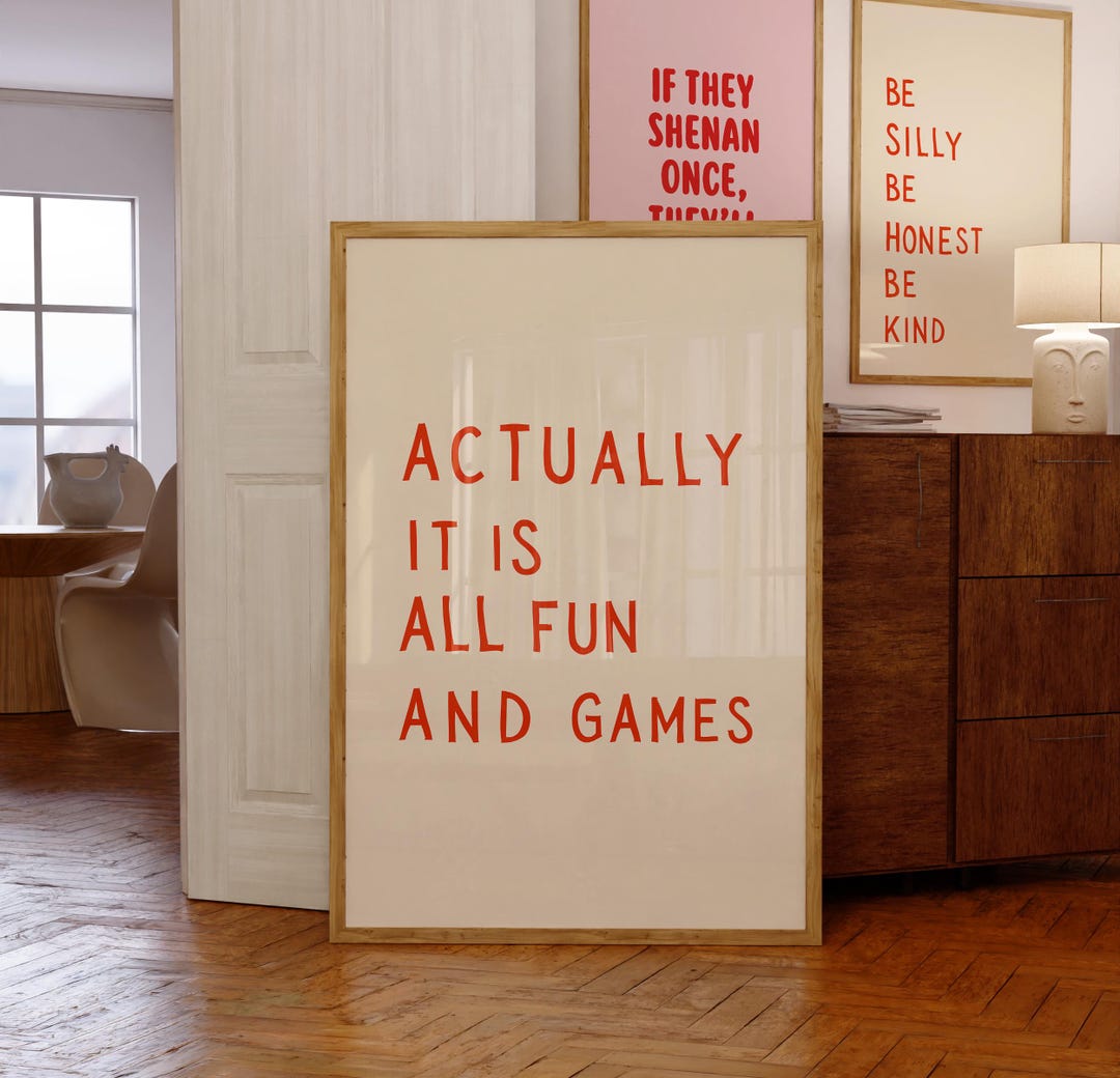 It is All fun and games Print, Retro Wall Art, Trendy Print, Retro Poster, Digital Print,