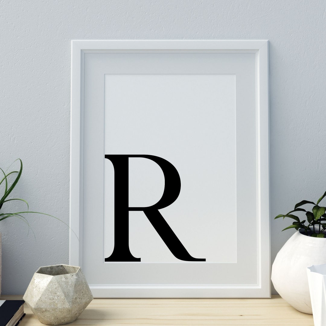 Letter R Print, Minimalist Letter Art, Monogram Letter Print, Initial ...