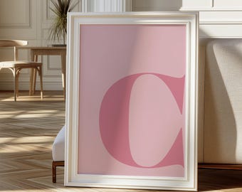 Letter C-poster, C-initiaal, grote letters voor muur, alfabetkunst, letters voor kinderkamer, babyblauwe muurkunst, hoofdletters, muurdecoratie