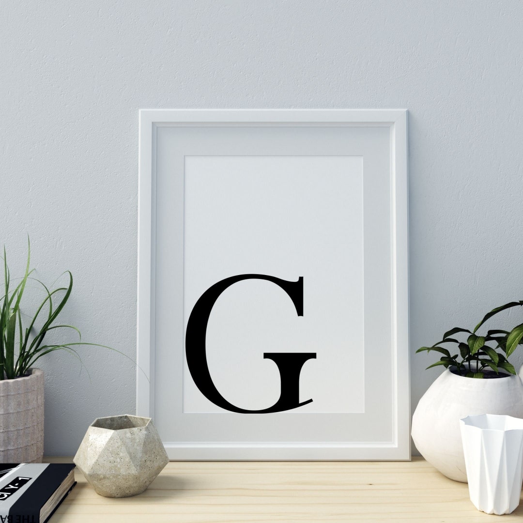 Letter G Print, Minimalist Letter Art, Monogram Letter Print, Initial