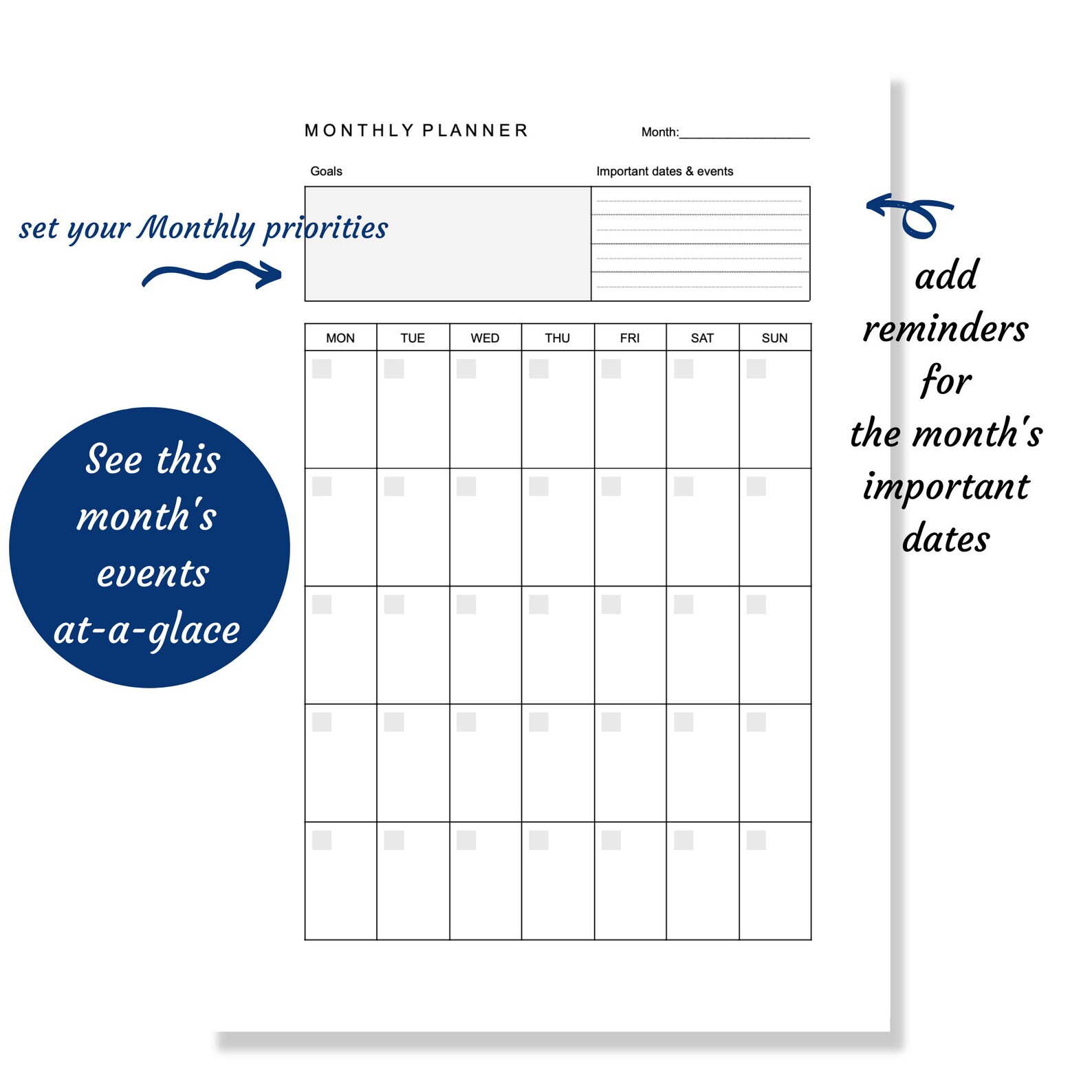 printable monthly planner landscape monthly planner etsy