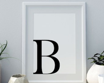 Letter B Print, Minimalist Letter Art, Monogram Letter print, Initial alphabet print, baby letter art,digital download, Wall art, Home Decor