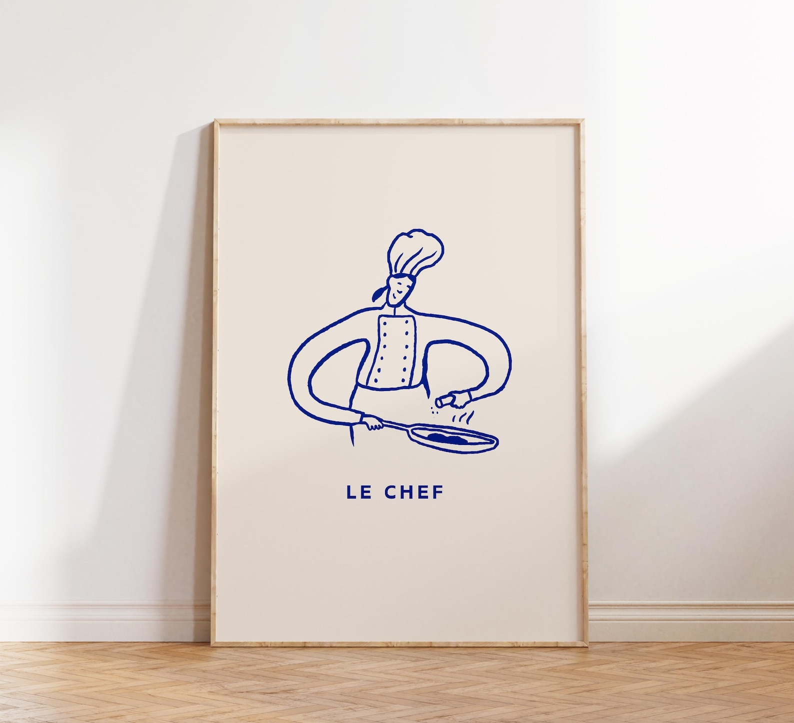 chef was cute aesthetic kitchen print retro wall art... Minimalist Kitchen Decor Blue Chef Art Print Cute Cooking Poster ...