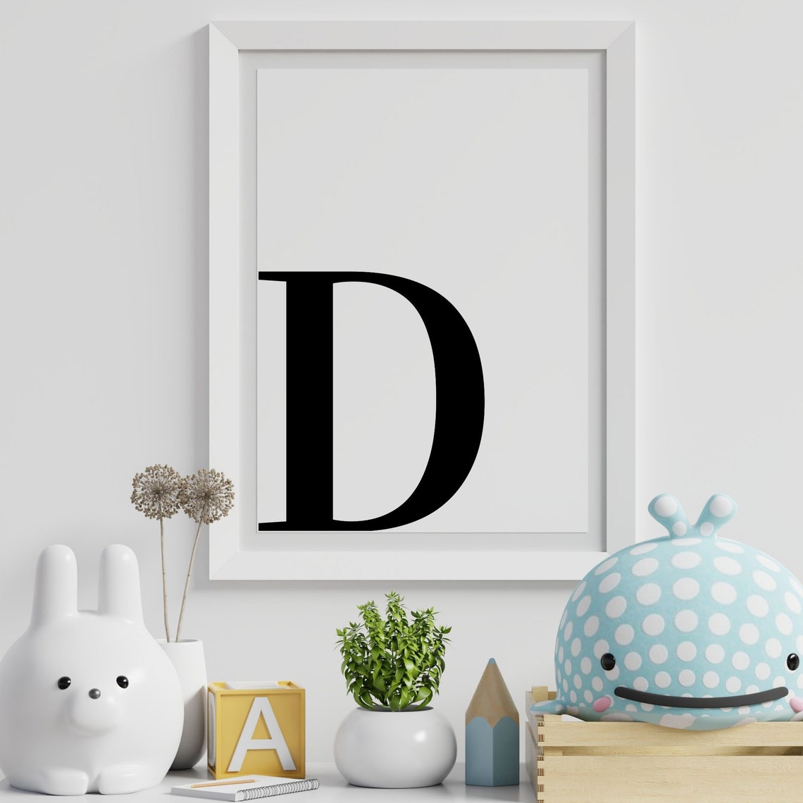 Letter D Print, Minimalist Letter Art, Monogram Letter Print, Initial
