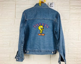 Vintage Tweety 90s M Size Embroidered Denim Jacket