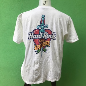 Camiseta vintage Hard Rock Cafe 25º aniversário dos anos 90 tamanho Xl