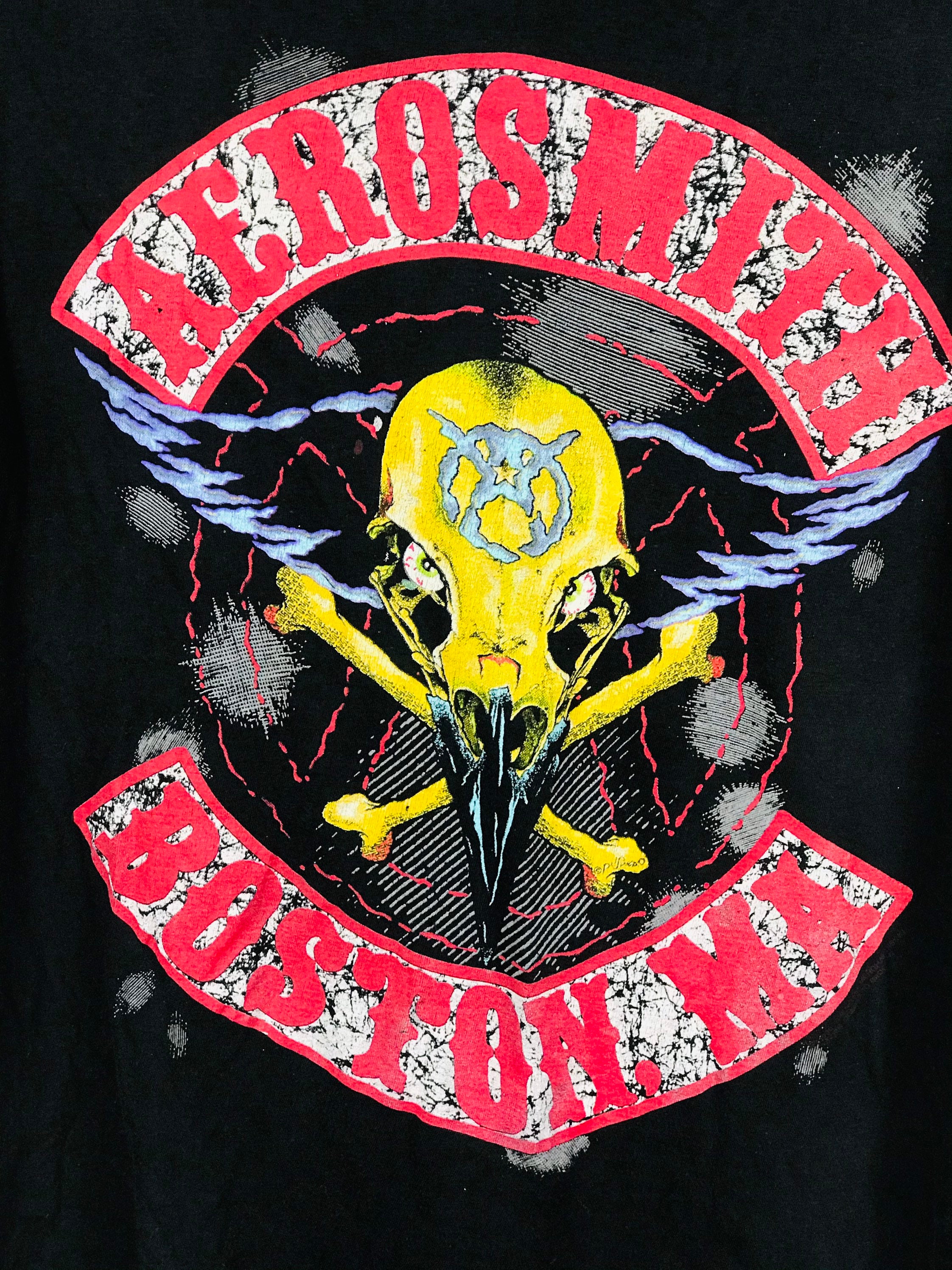 J938 エアロスミス　1990ツアーTシャツ　サイズUSのL Vintage Aerosmith American Rock Band Japan & Australia Pump