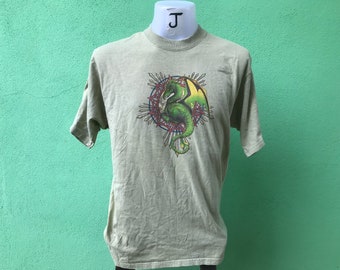 Koszulka Vintage Liquid Blue Dragon z lat 90. w rozmiarze L