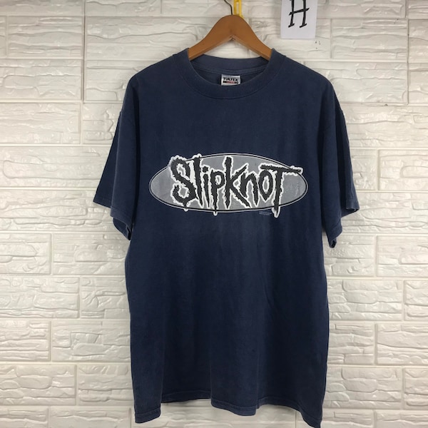 Vintage Slipknot American Heavy Metal 1999 Blue Grape Merchandising Joey Jordison Paul Gray L Size T Shirt