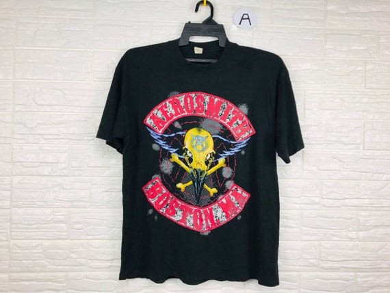 J938 エアロスミス　1990ツアーTシャツ　サイズUSのL Vintage Aerosmith American Rock Band Japan & Australia Pump