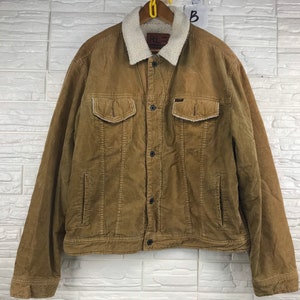 Vintage Ralph Lauren Polo Jean 90s Mens Trucker Jacket Corduroy Collar L Size
