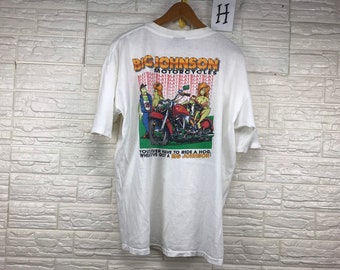 Vintage Big Johnson Motorcycles Guam 90er Xl Größe T Shirt