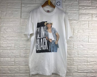 Vintage Clint Patrick Black amerykański piosenkarz country, autor tekstów piosenek muzyk multiinstrumentalista producent muzyczny 90s L Size T Shirt