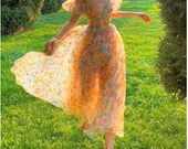 2021 Summer Floral Design Elegant Midi Dresses Korean Women Short Sleeve Vintage Strap Dresses One Shoulder One Piece Dresses