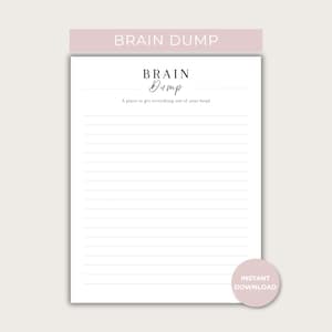 Utskrivbar hjärndump | Mental belastningsorganisatör | Att göra-lista | PDF-nedladdning