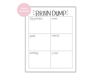 Brain Dump Printable, Daily Planner, Mental Clarity (Digital Download)