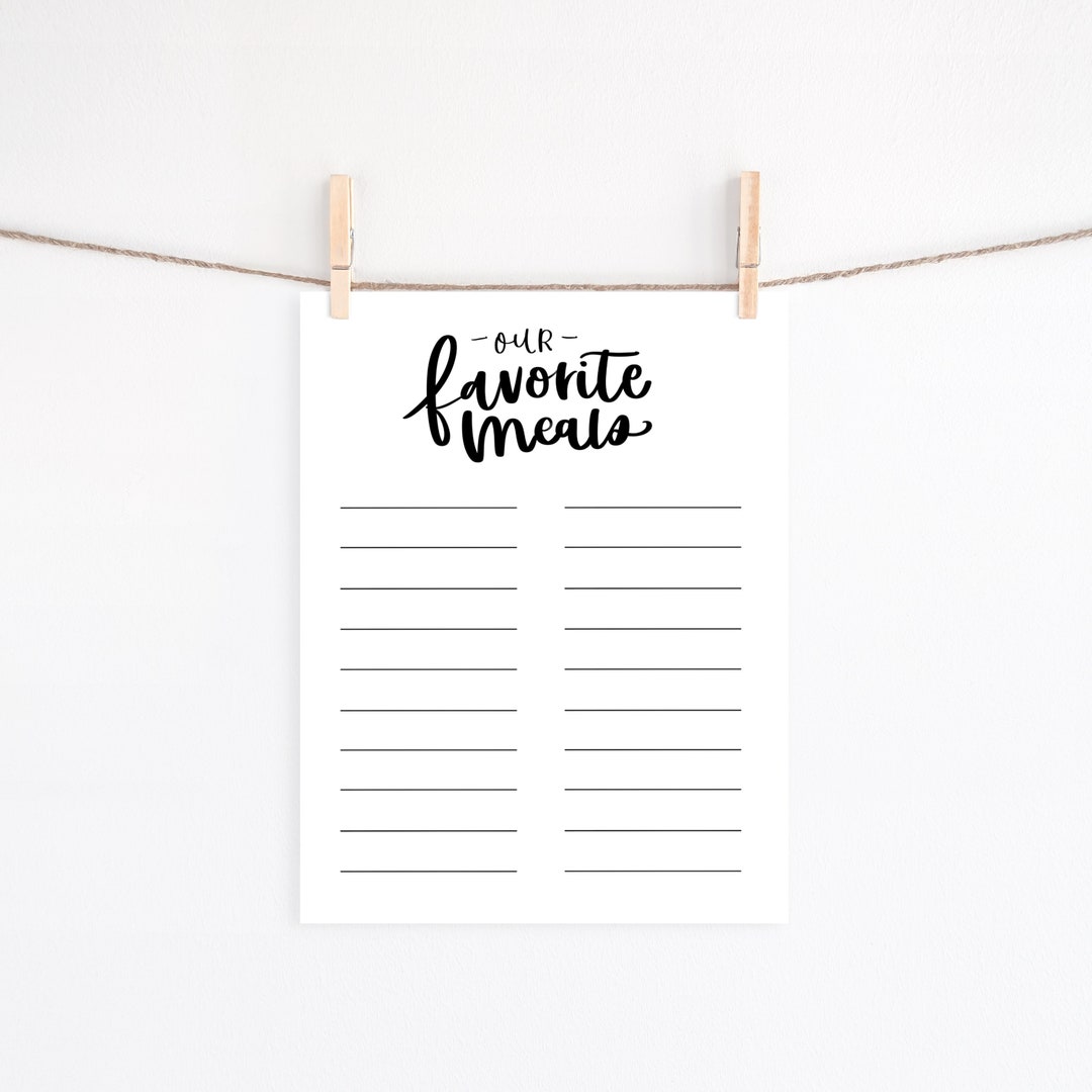 Favorite Meals, Meal Planning, Meal Ideas, Digital Download, Meals ...