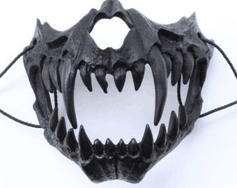 Skeleton Half Werewolf Mask Dragon God Tiger Yasha Mask - Etsy