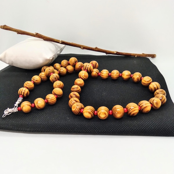 Handmade wood beaded necklace, quality made costume jewelry, male or female beads, fashion ,stylish, good looking beads,  present or gift