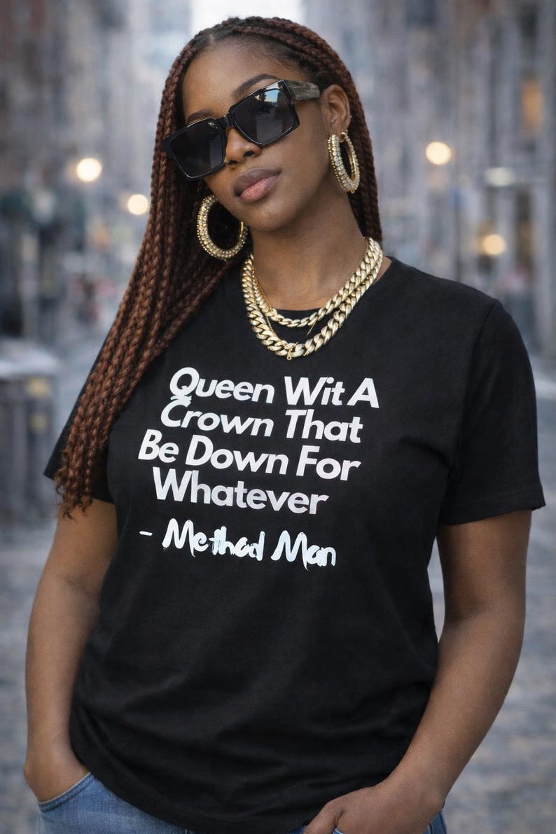 Maglietta Hip Hop con testo Queen Wit A Crown Method Man per donna / Maglietta minimalista per creativi immagine 1