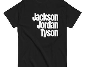Jackson Jordan Tyson Tee - Retro Pop Culture Shirt w/ Michael Jackson, Michael Jordan, Mike Tyson. Perfect for 90s Fans!