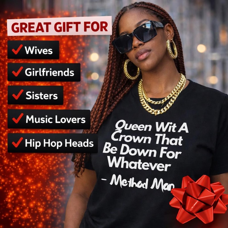 Maglietta Hip Hop con testo Queen Wit A Crown Method Man per donna / Maglietta minimalista per creativi immagine 6