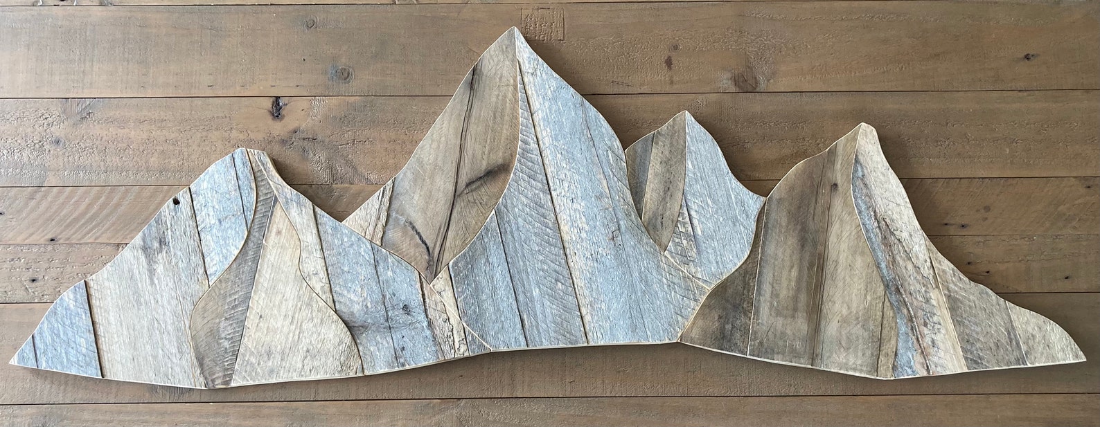 Wooden Mountain Range Wall Art Mountain Silhouette Etsy