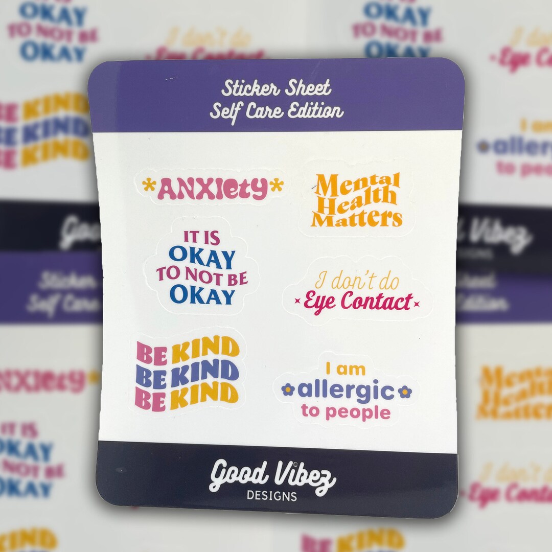 Self Care Sticker Sheet | Mental Health Stickers | Journal Stickers ...