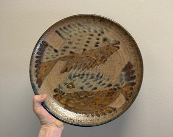 Large Decorative Studio Pottery Plate by Linn Phelan NY 1950